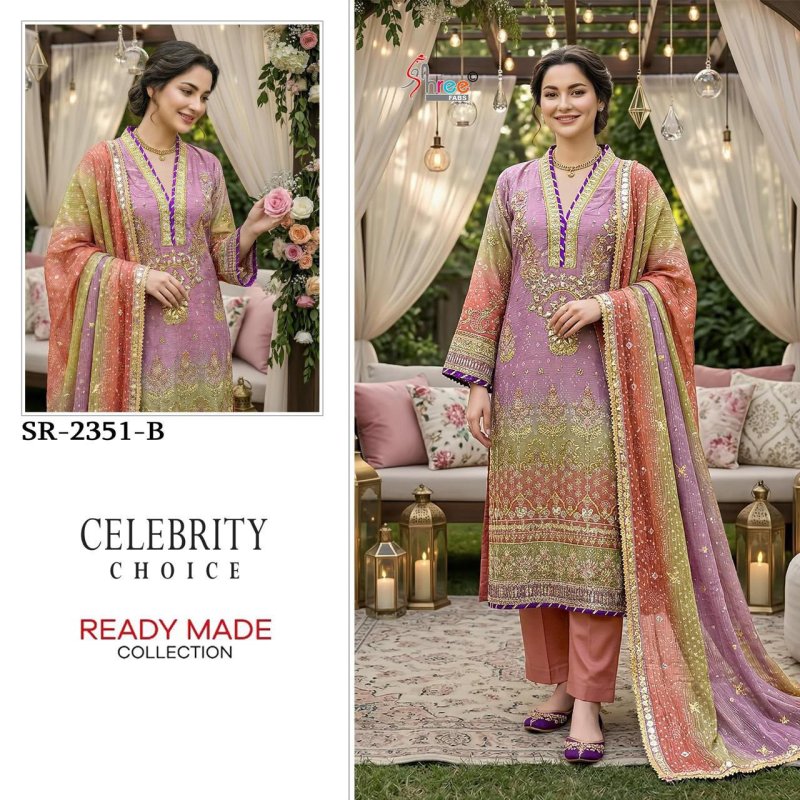 Sr 2351 A To E By Shree Raga Chiffon Readymade Pakistani Suits 